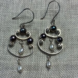 Elegant Silver and Pearl Dangle Earrings